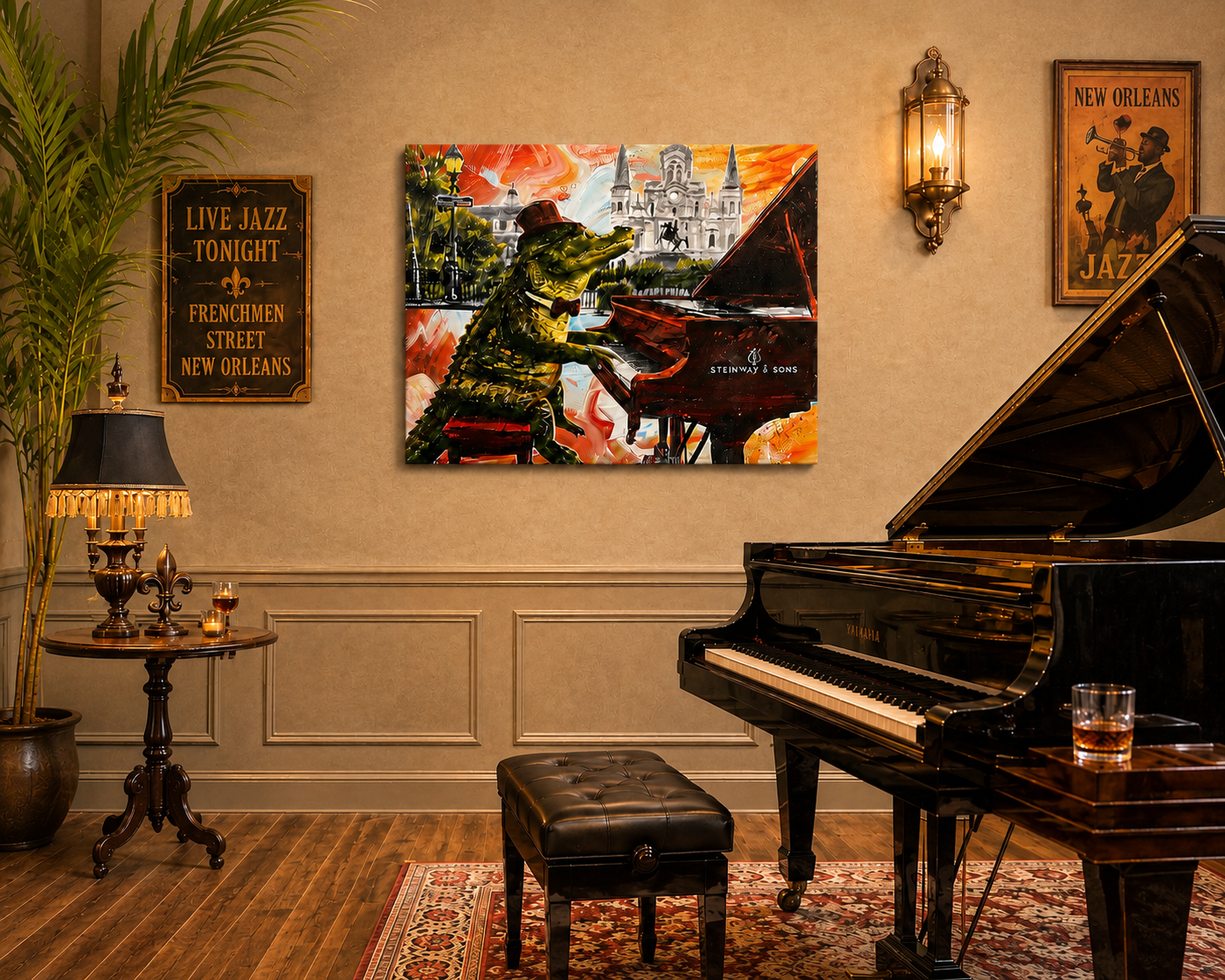 Alligator Playing Piano Print