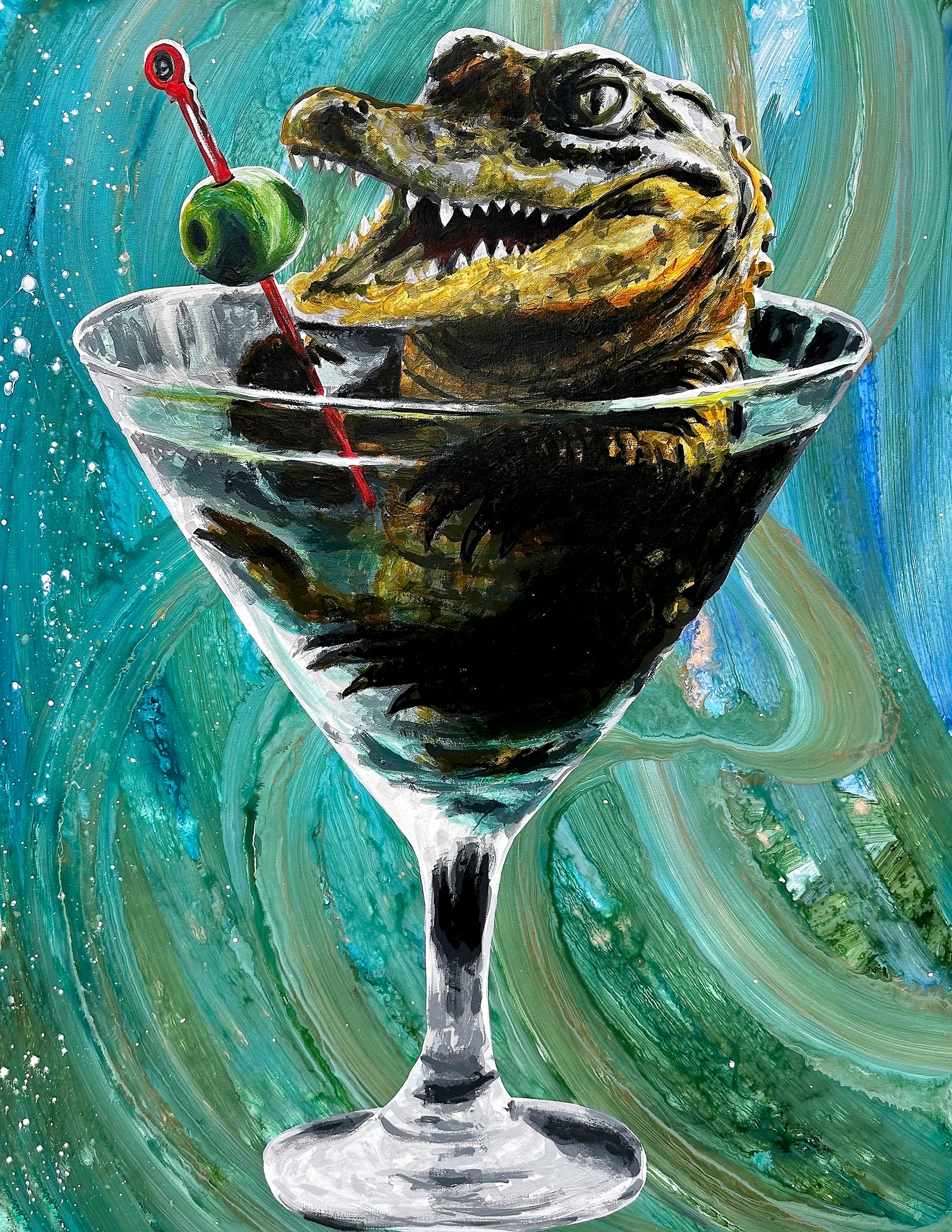 Alligator in a Martini Print