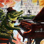 Alligator Playing Piano Print
