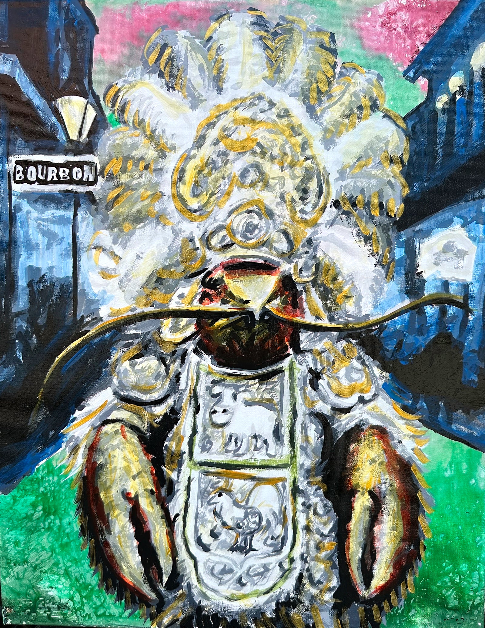 Crawfish Mardi Gras Indian Print