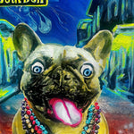 French Bulldog in Mardi Gras Beads Print