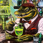 Alligator Sipping Absinthe Print