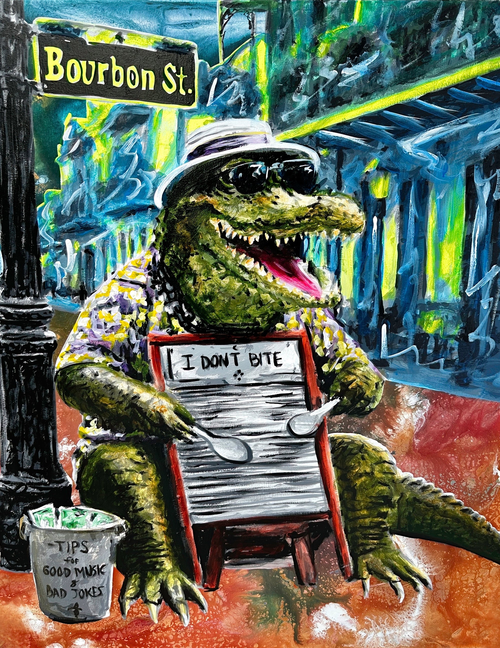 Alligator Playing Spoons Print