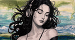 Pretty Girl singing two 24x12 original painting