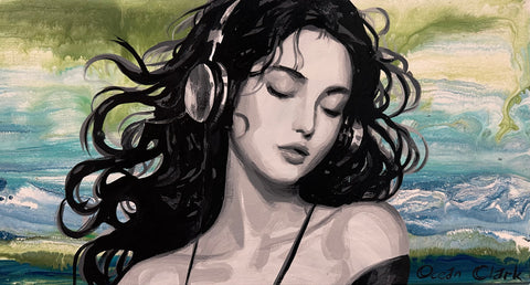 Pretty Girl singing two 24x12 original painting