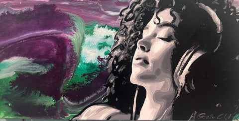 Pretty Girl singing Three 24x12 original painting