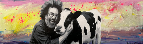 Jerry Garcia with his pet cow!