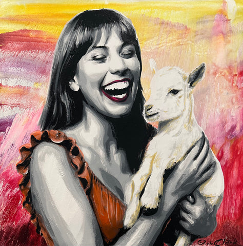 Taylor Swift with goat original painting