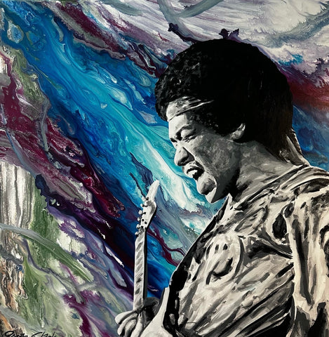 Jimi Hendrix 36x36 original painting