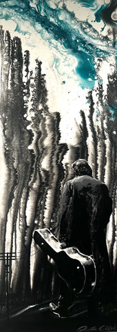 Johnny Cash Walk the Line 48"x18" original painting