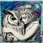 Cherub with Owl original 18x18 painting