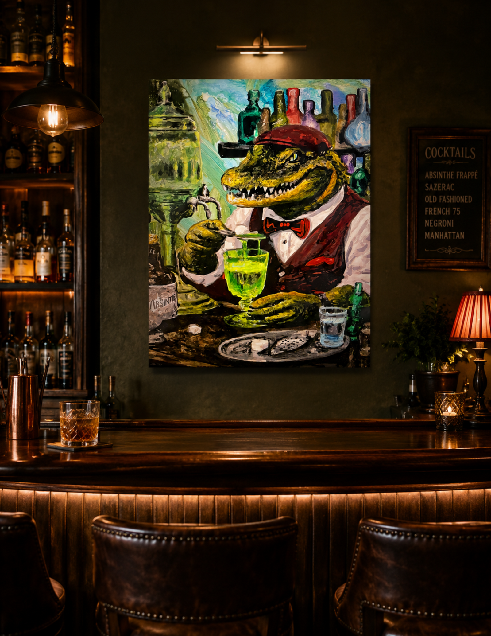 Absinthe Alligator Print