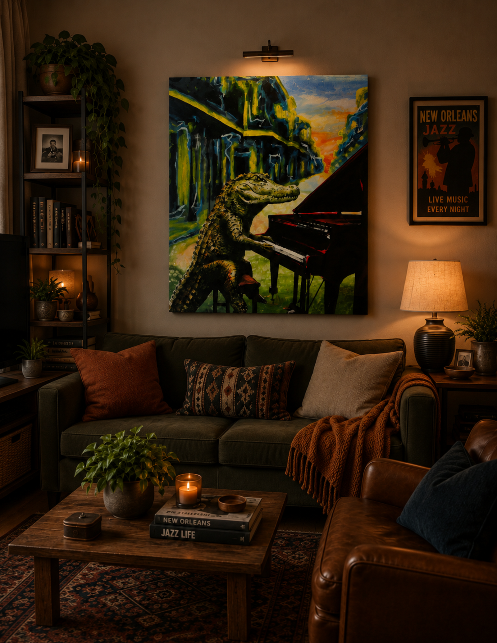 Alligator Playing Piano Print