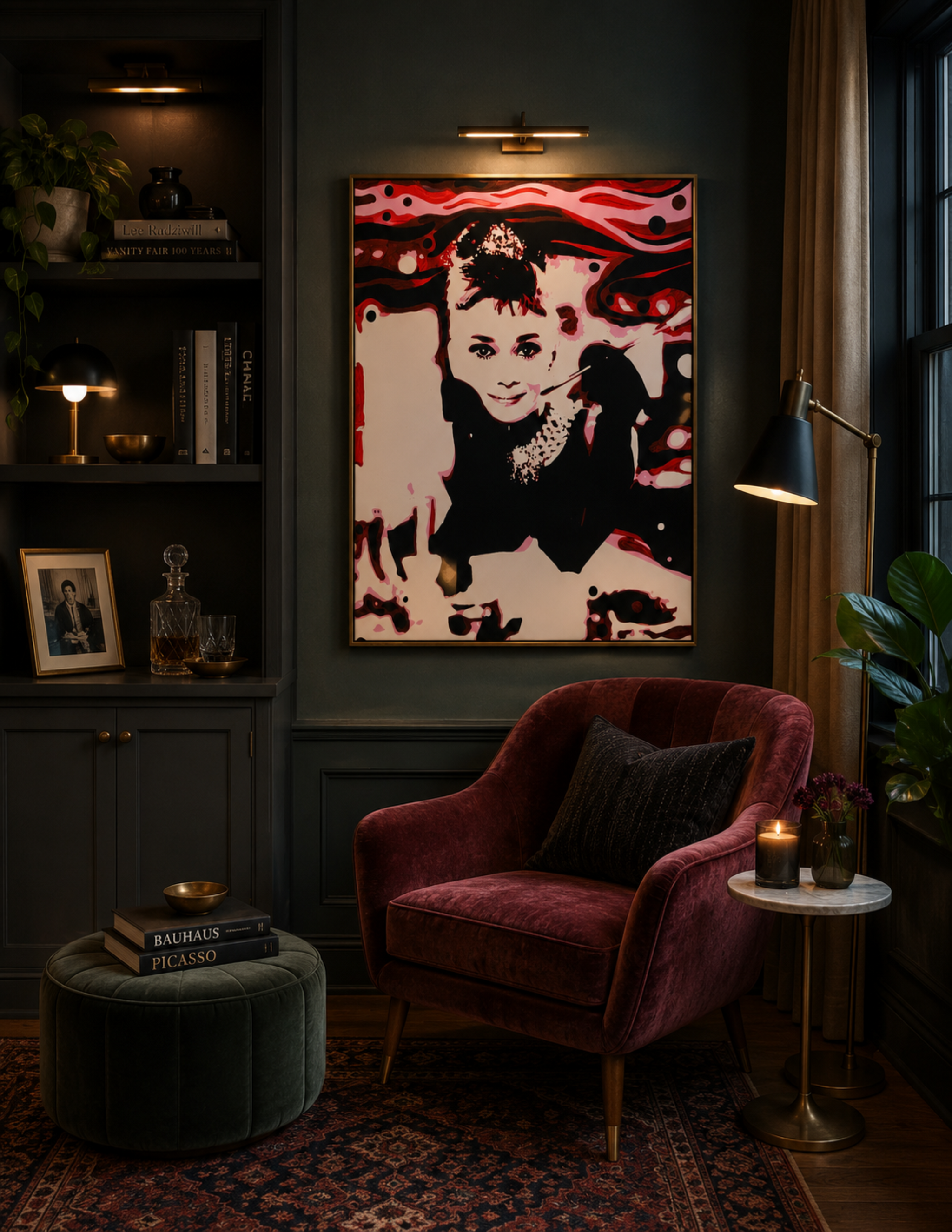 Audrey Hepburn Lava Lamp by Ocean Clark shown as a canvas print, a New Orleans art piece displayed on a wall
