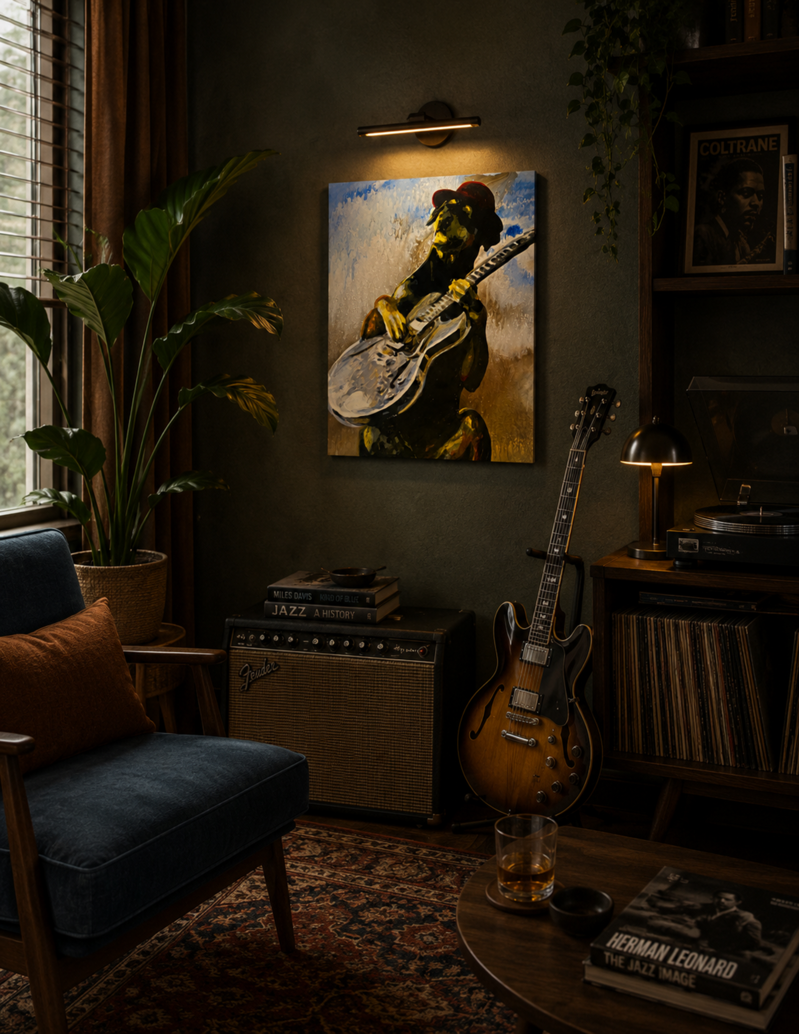 Doberman Pinscher Playing Guitar Print