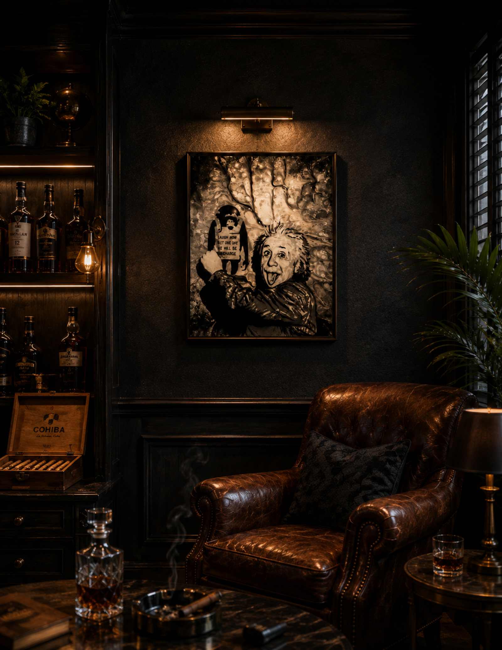 Einstein and Banksy Monkey Print
