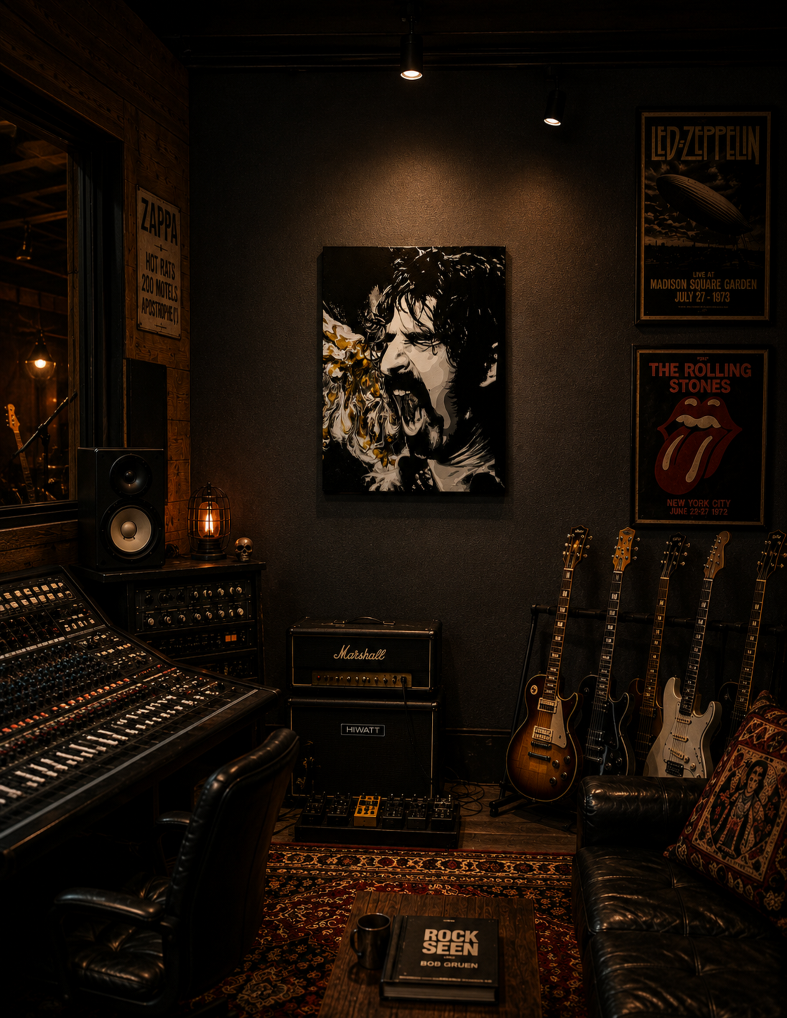 Frank Zappa Singing Gold Print