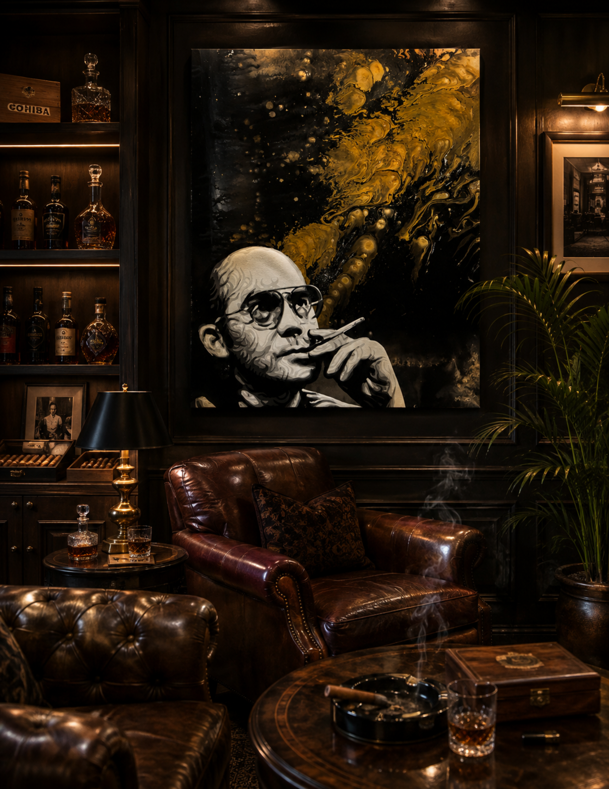 Hunter S Thompson Gold Portrait Print