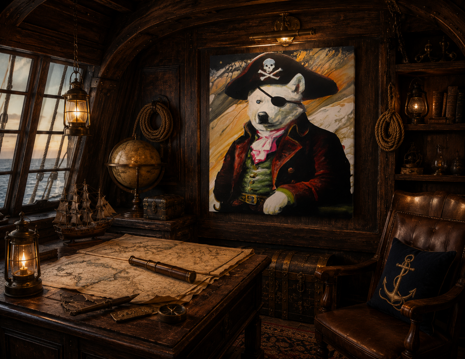 Husky as Lafitte the Pirate Print