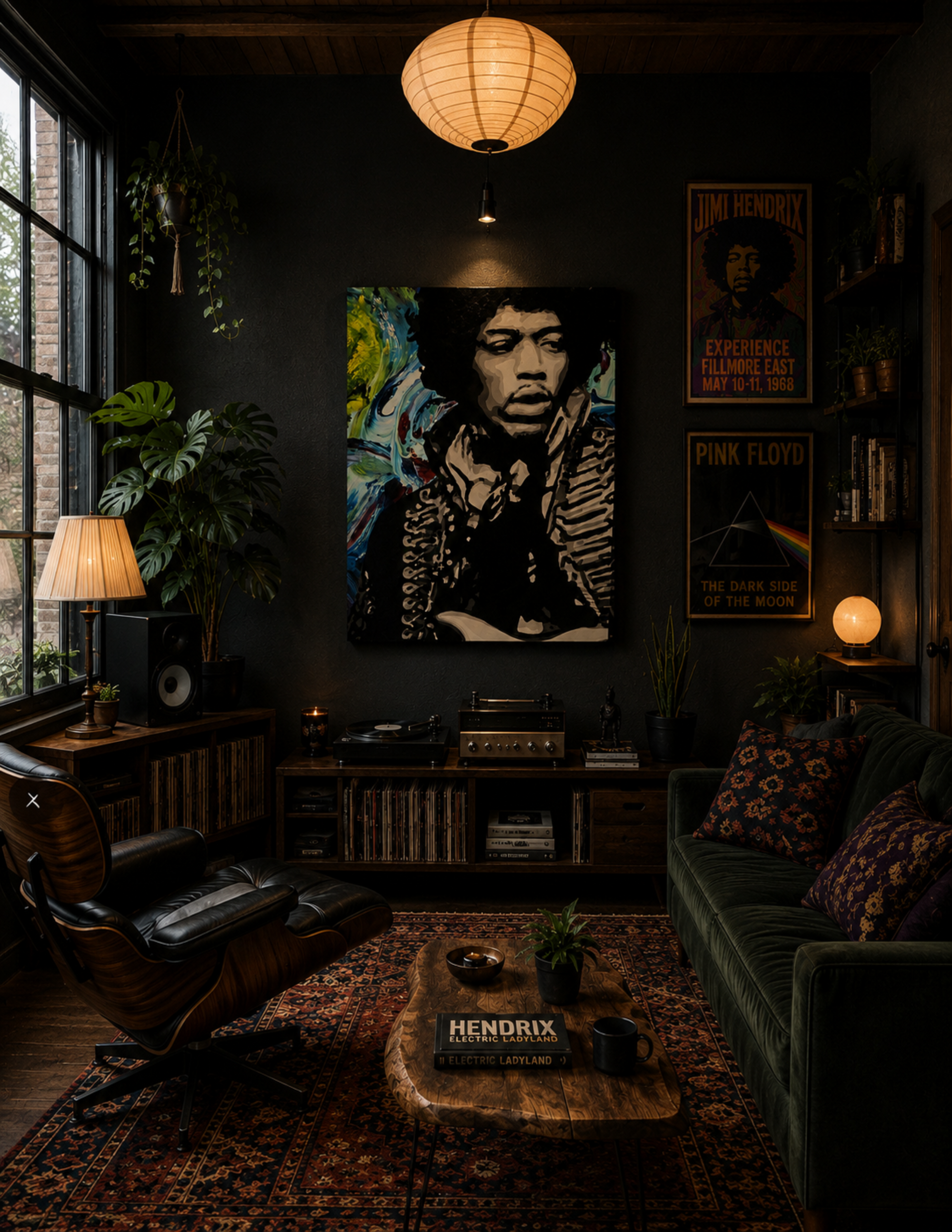 Jimi Hendrix Green Print