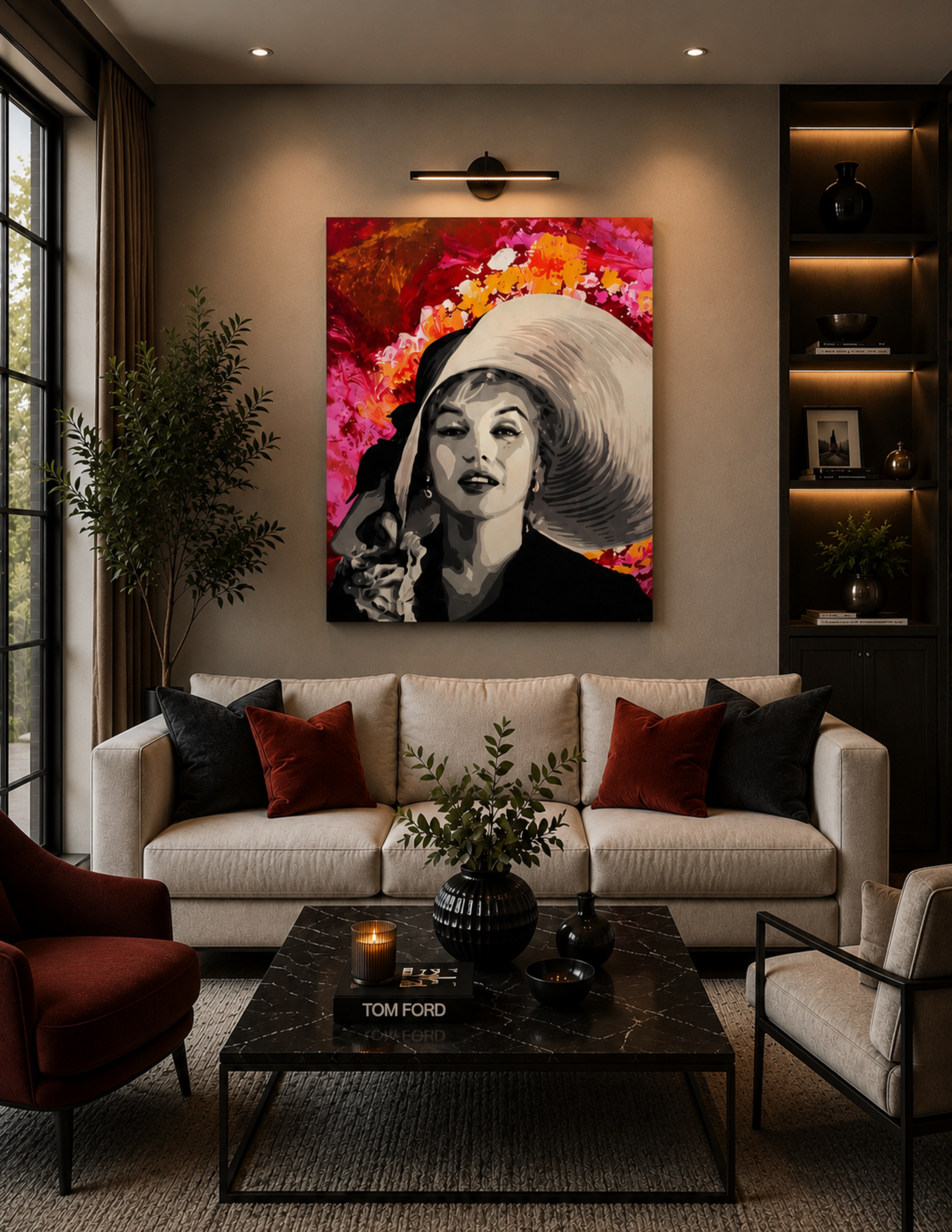 Marilyn Monroe Sun Hat by Ocean Clark shown as a canvas print, a New Orleans art piece displayed on a wall