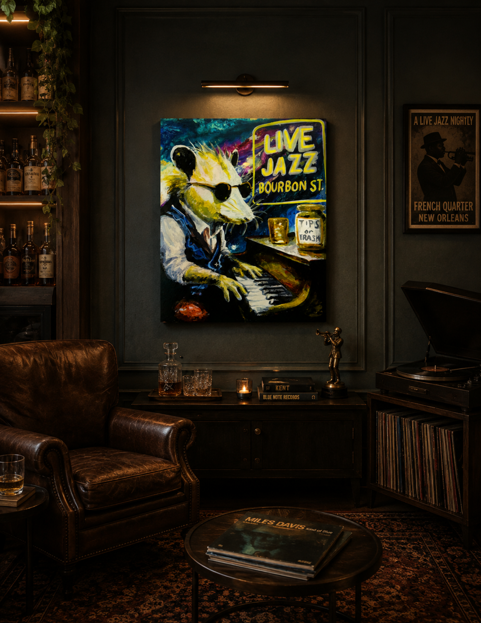 Opossum Playing Live Jazz Piano Print