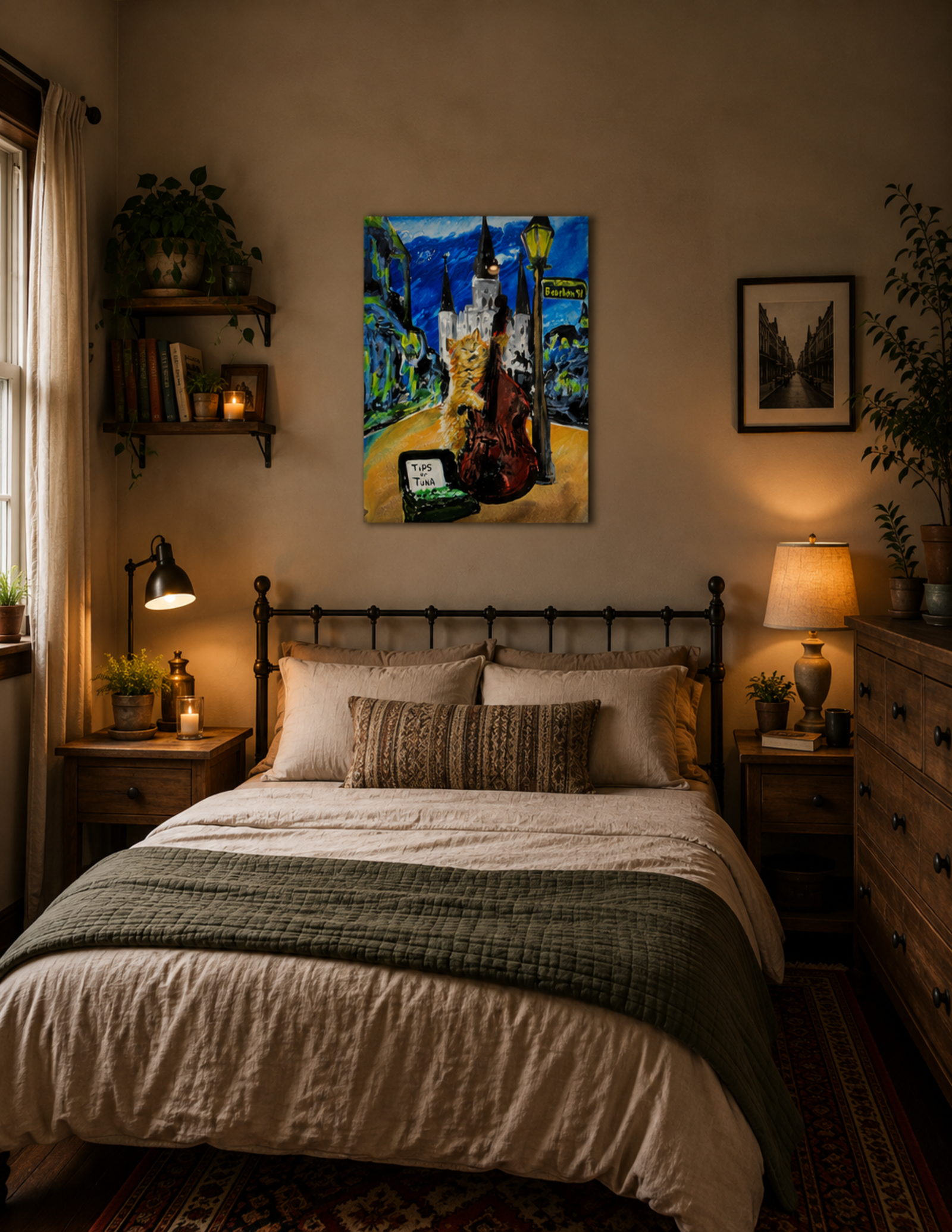 Orange Cat Playing Bass Print