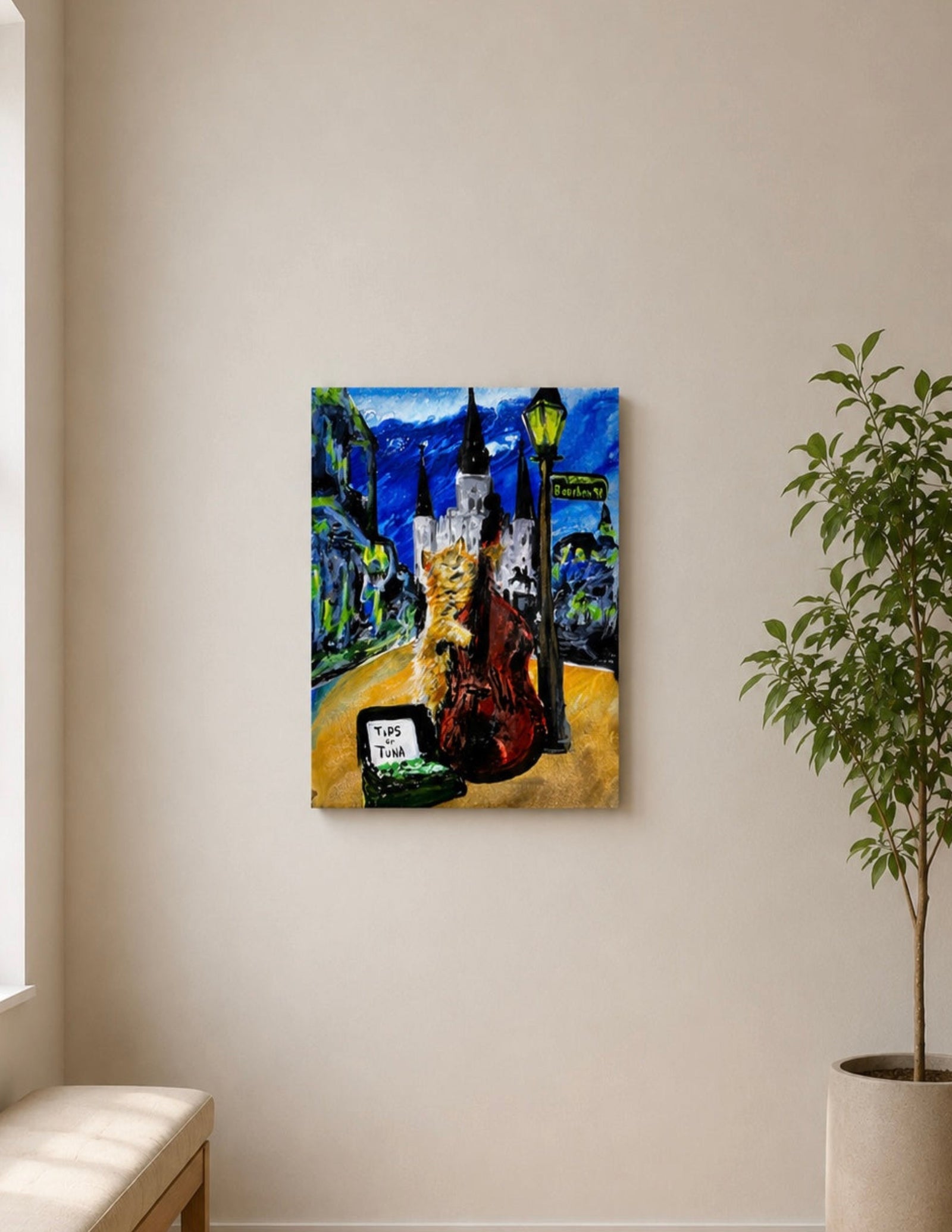 Orange Cat Playing Bass Print