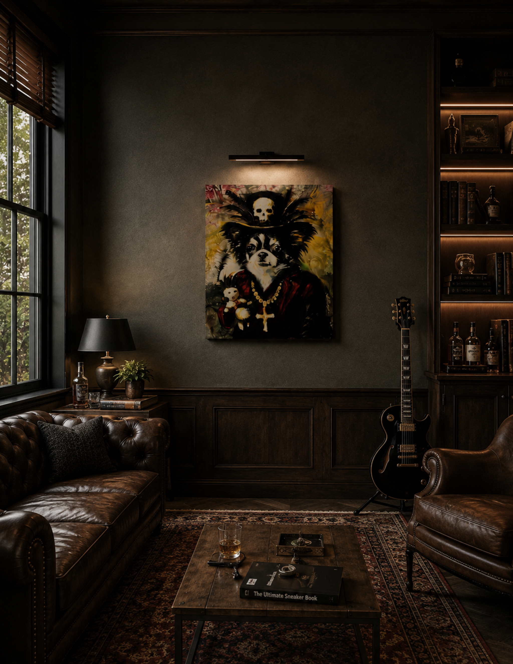 Papillon with Voodoo Theme Print