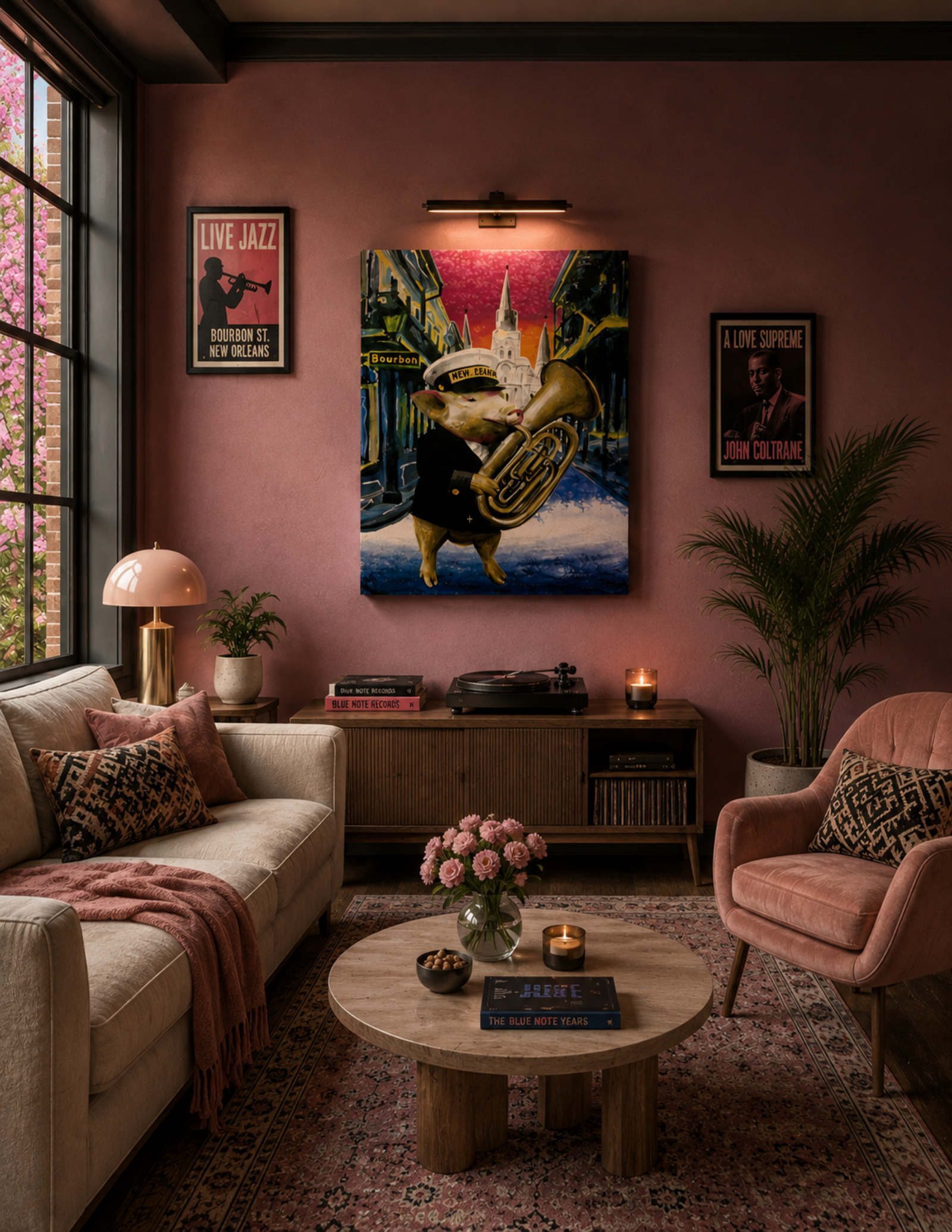 Pig Playing Tuba New Orleans Style Print