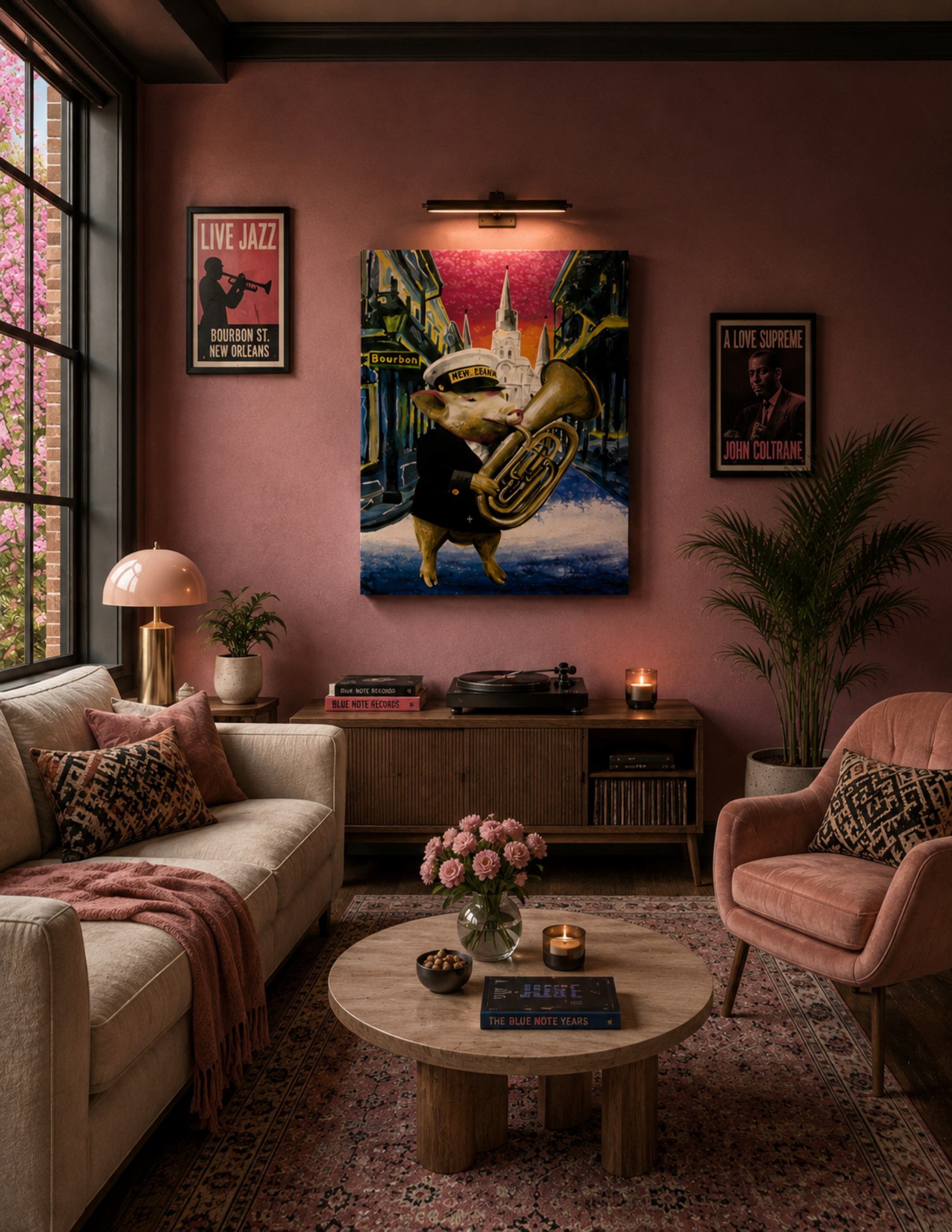 Pig Playing Tuba New Orleans Style Print