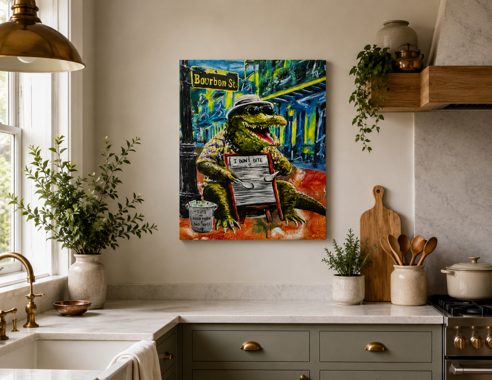 Alligator Playing Washboard Print