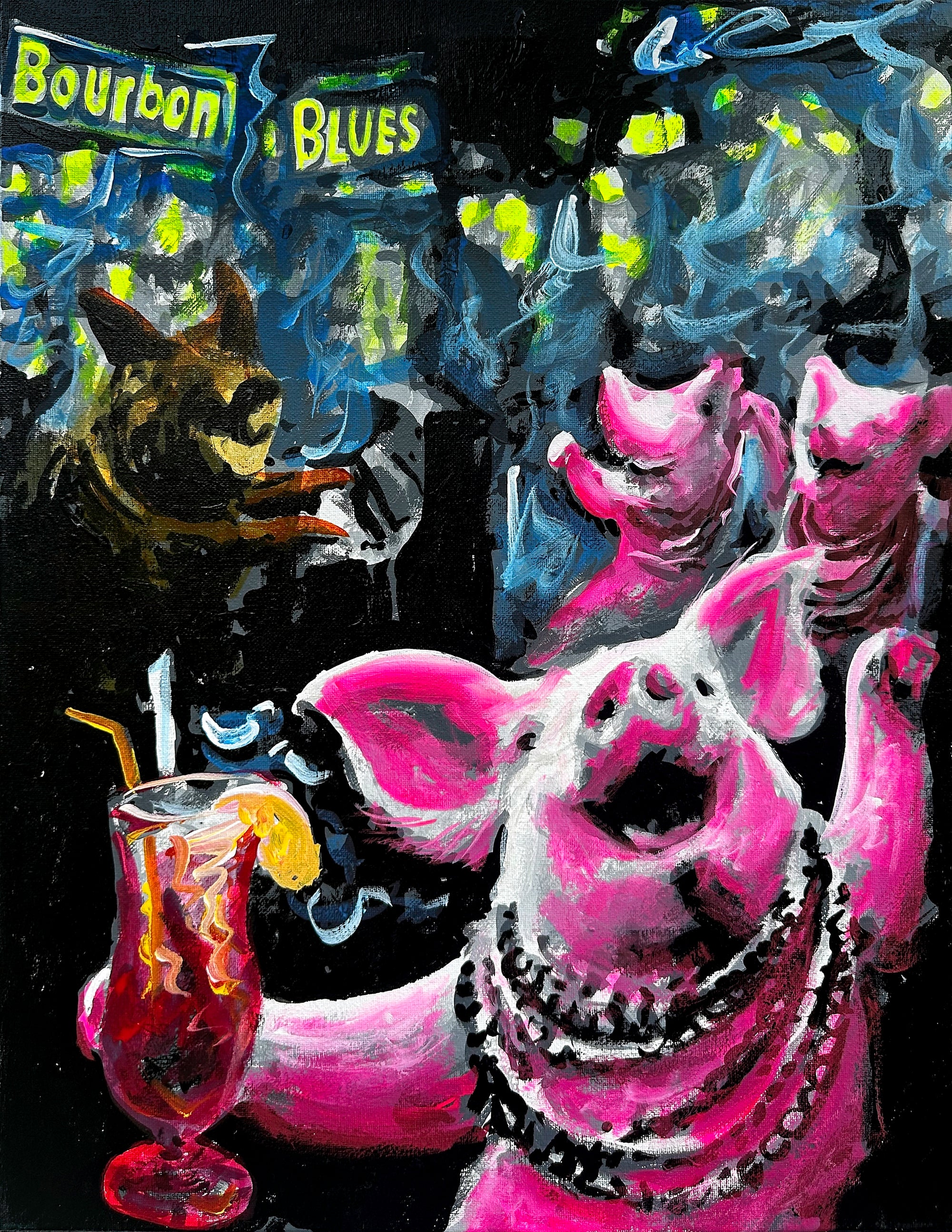 Pigs at a Bourbon Street Club Print