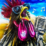 Rooster Belting Out a Tune Print