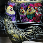 This painting places a stylish chicken in Storyville, the historic New Orleans district known for its music and nightlife.