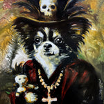 This painting gives a papillon a mysterious New Orleans voodoo twist, full of rich color and personality.