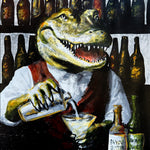 Alligator Bartender Mixing a Martini Print