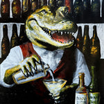 Alligator Bartender Mixing a Martini Print