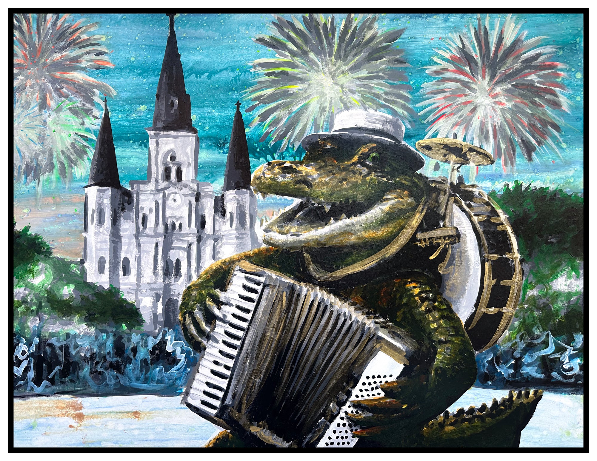 Alligator Playing Poker Print