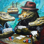 Alligator Playing Poker Print