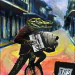 Alligator Riding a Unicycle and Playing Accordion Print