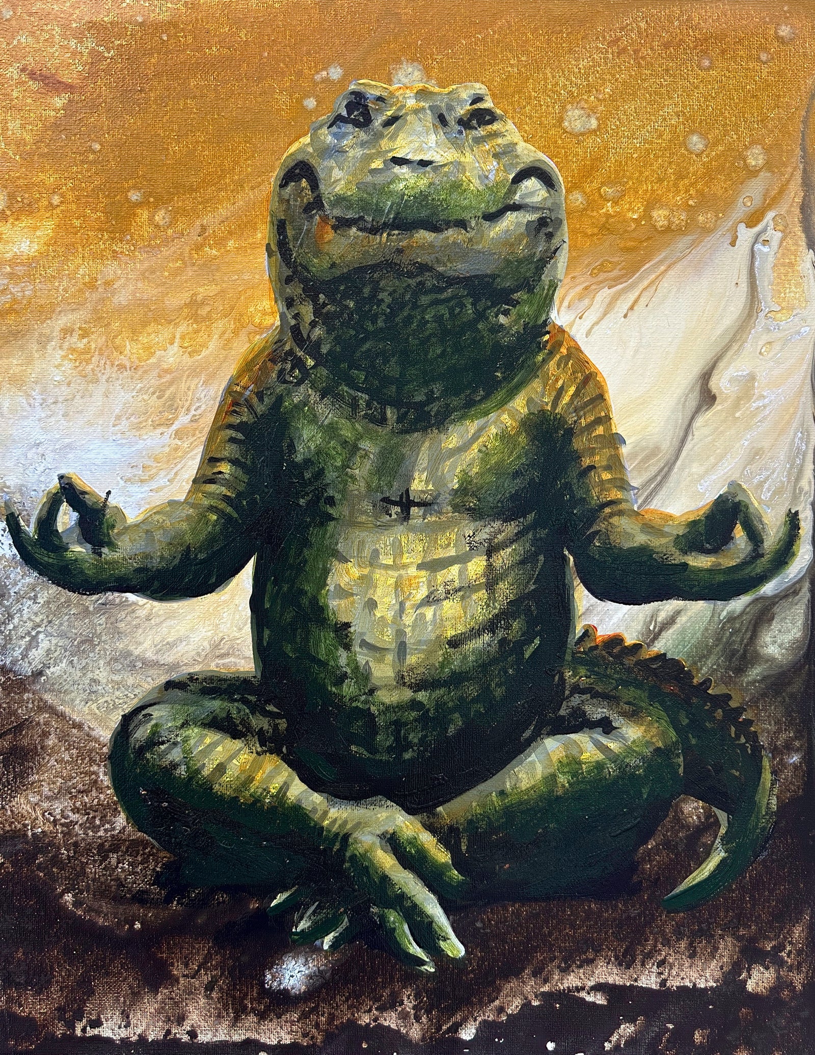 Alligator Doing Yoga Print