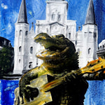 Alligator Playing Guitar at Jackson Square Print