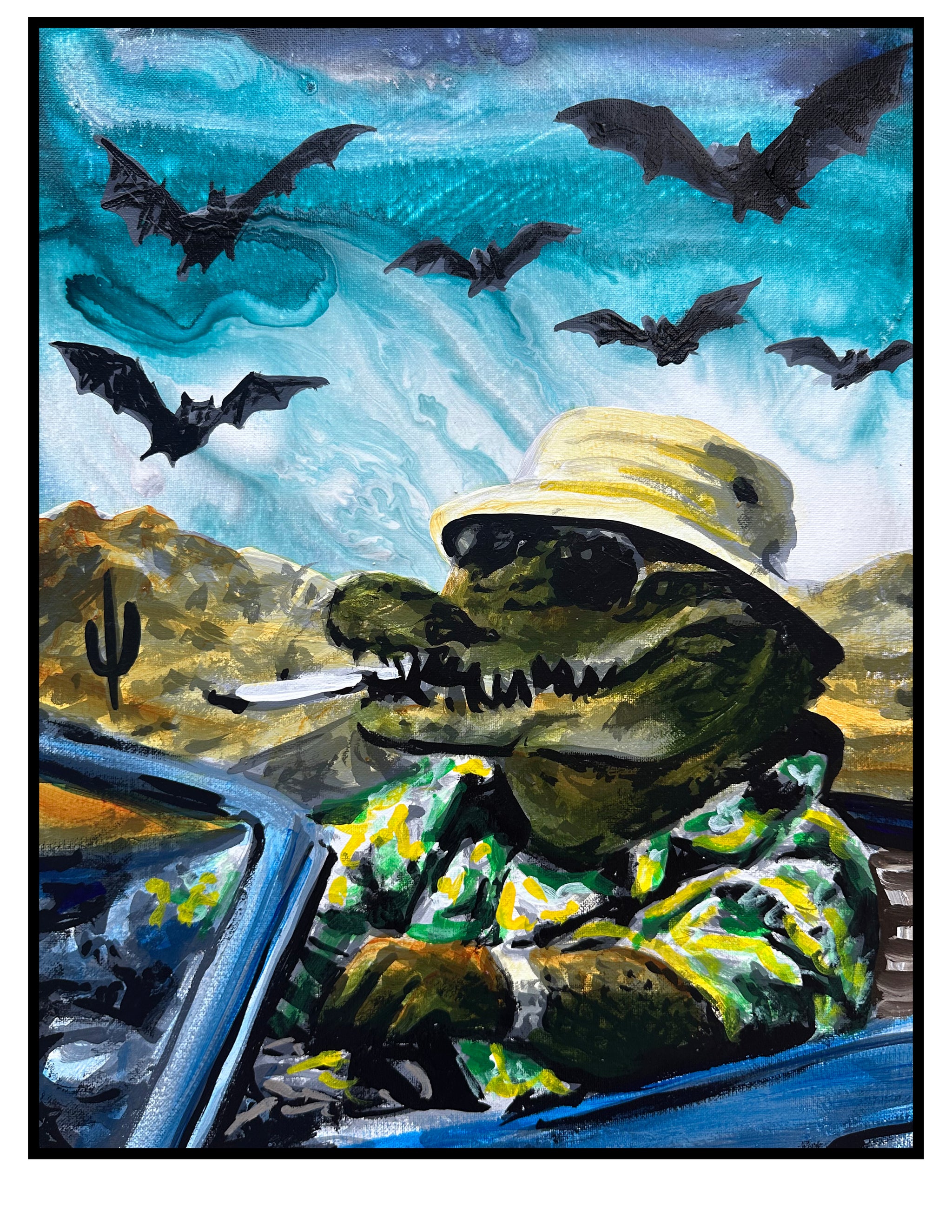 Alligator in Fear and Loathing Style Print