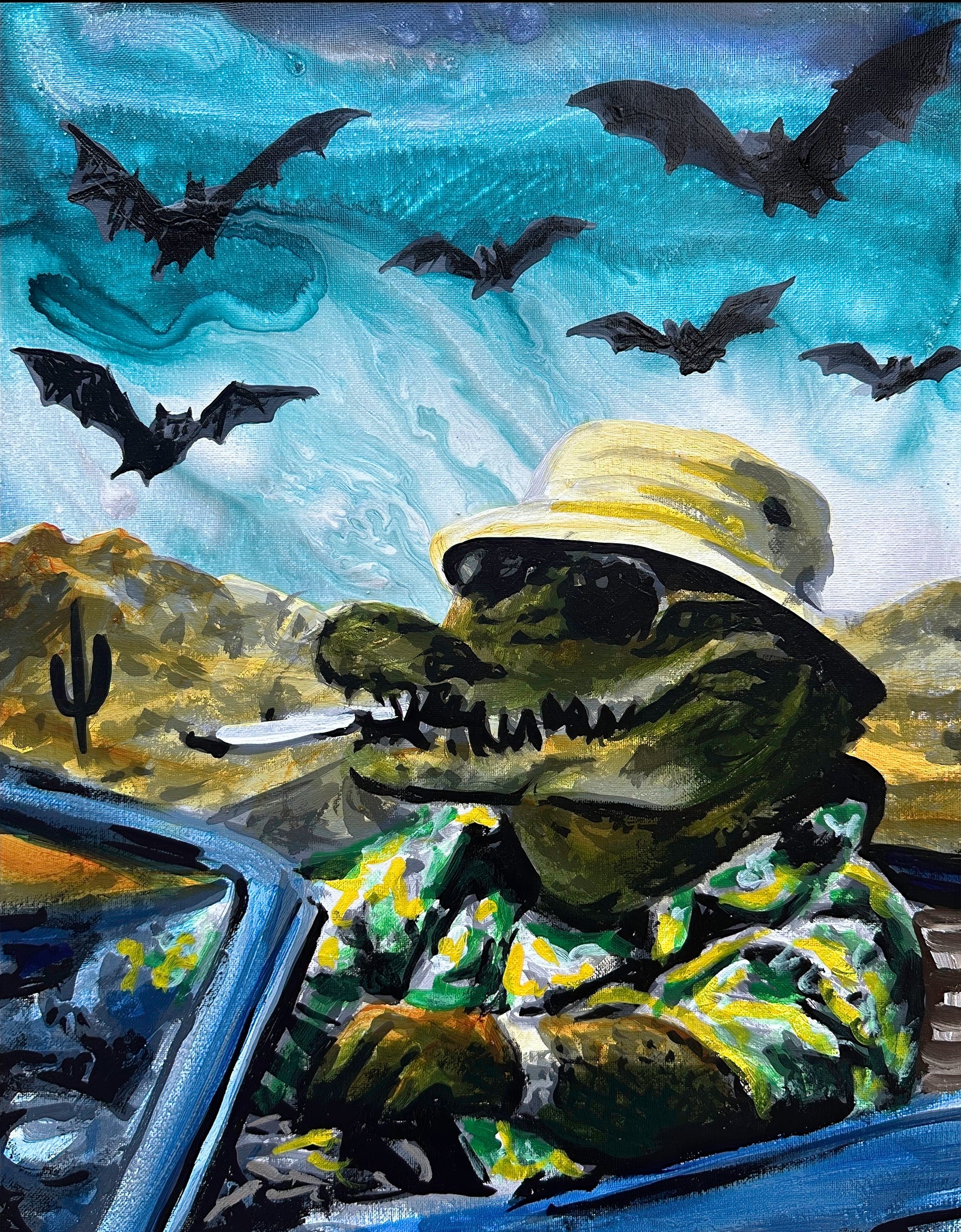 Alligator in Fear and Loathing Style Print