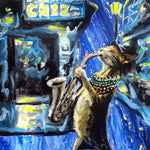 Tabby Cat Playing Saxophone Print
