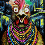 Chicken in Mardi Gras Costume Print