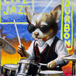 Chihuahua Playing Jazz Drums on Bourbon Street Print