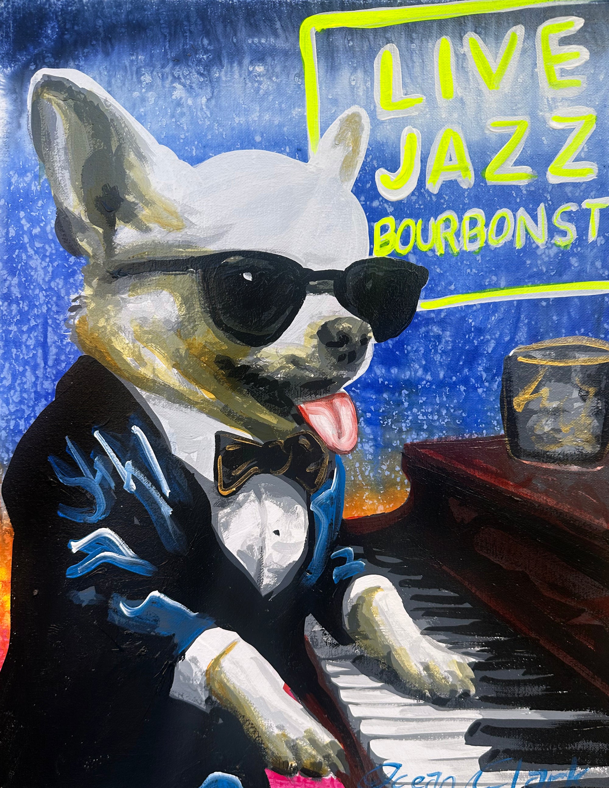 Chihuahua Playing Live Jazz Piano Print