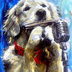 Golden Labrador Playing Harmonica Print